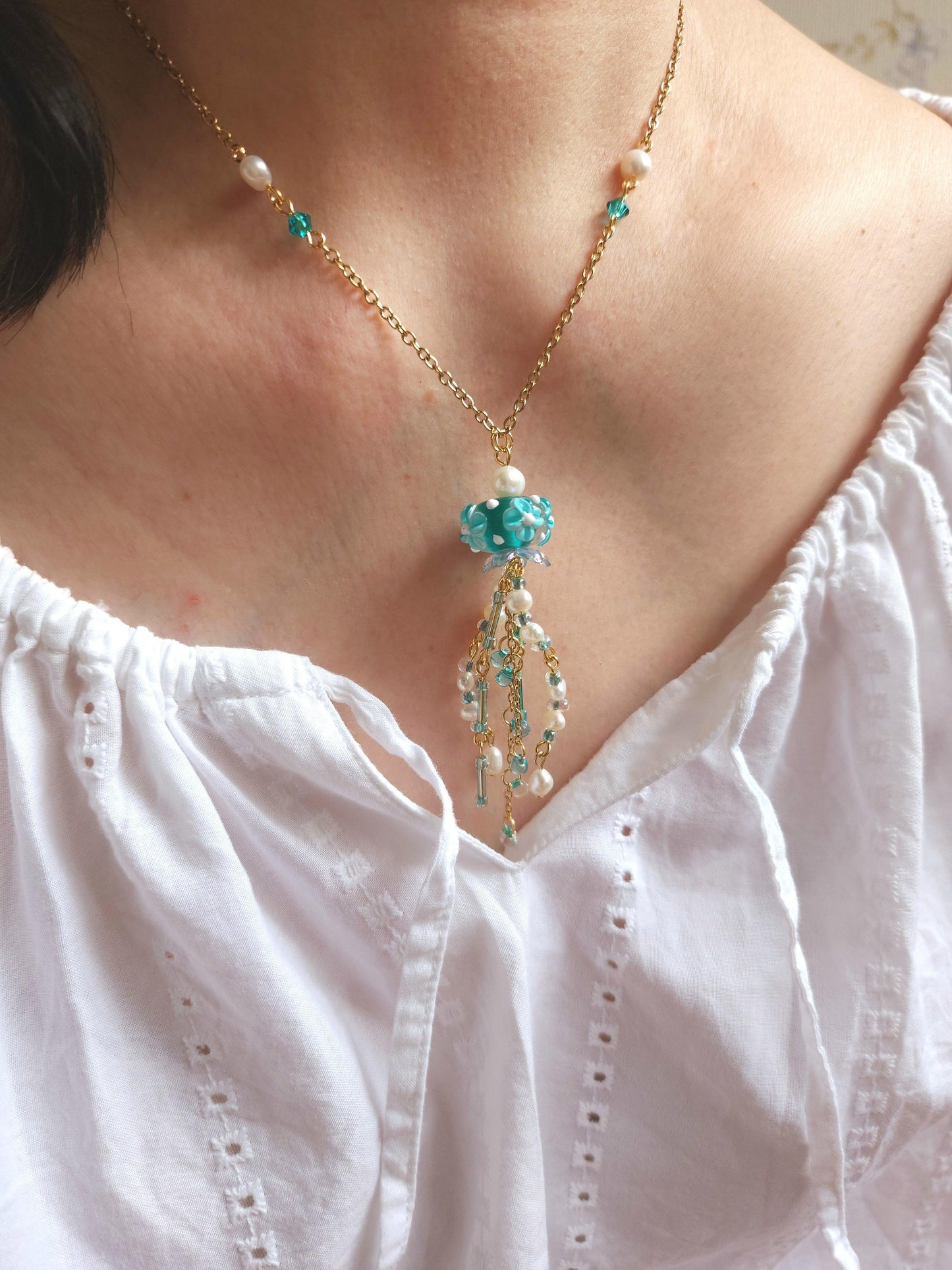 Blue Jellyfish Necklace - By Cocoyu