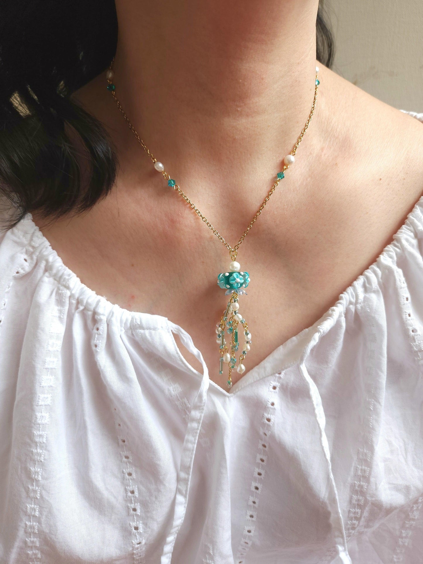 Blue Jellyfish Necklace - By Cocoyu