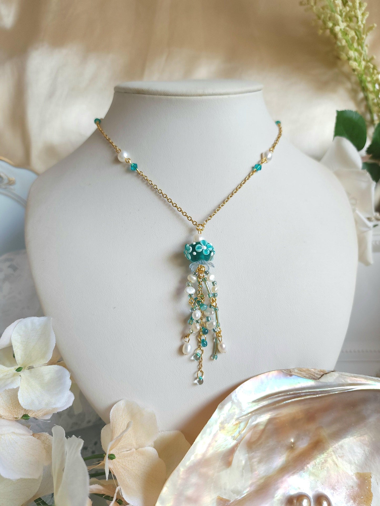 Blue Jellyfish Necklace - By Cocoyu