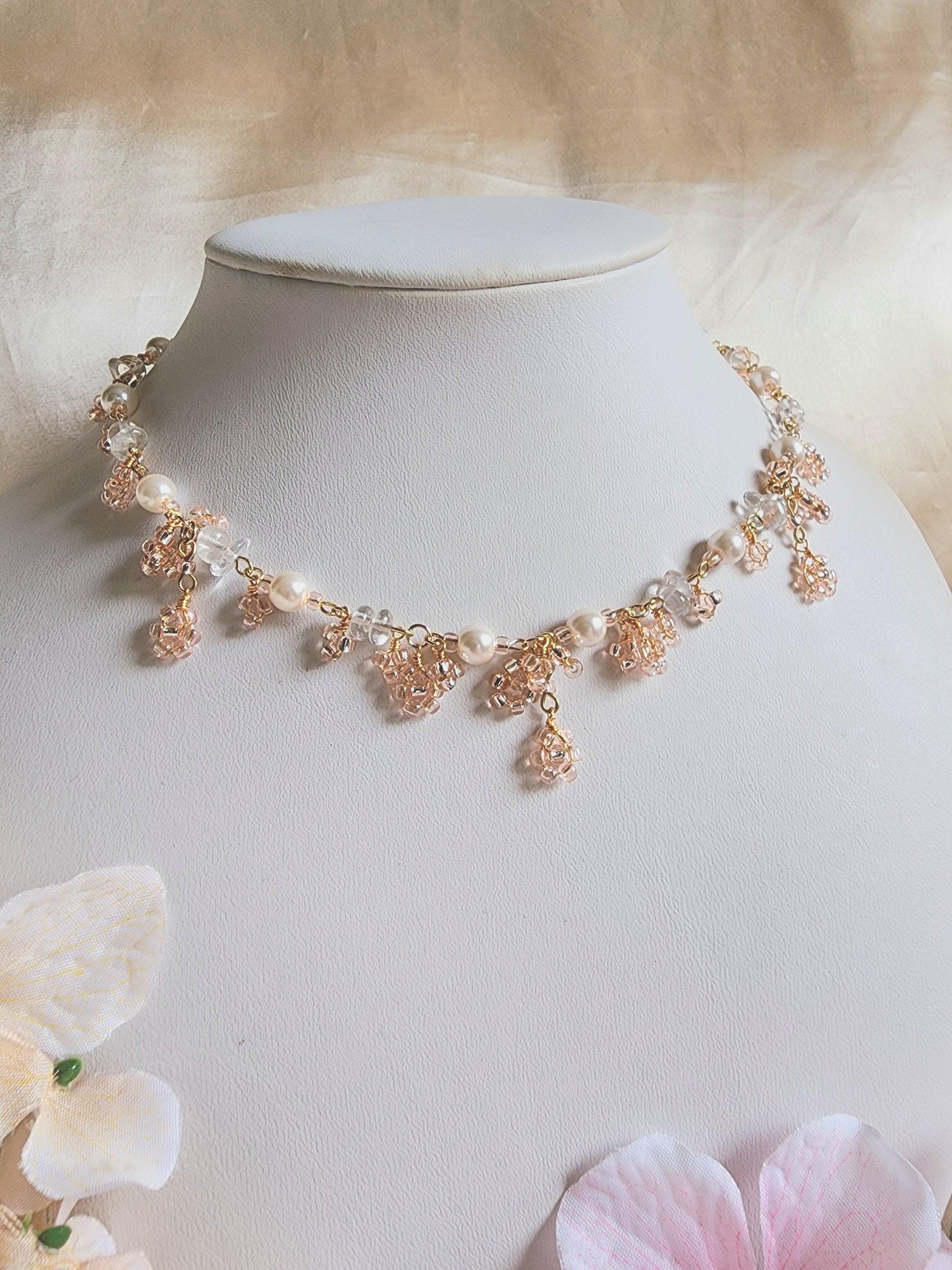 Fairy Pink Blossoms Necklace - By Cocoyu
