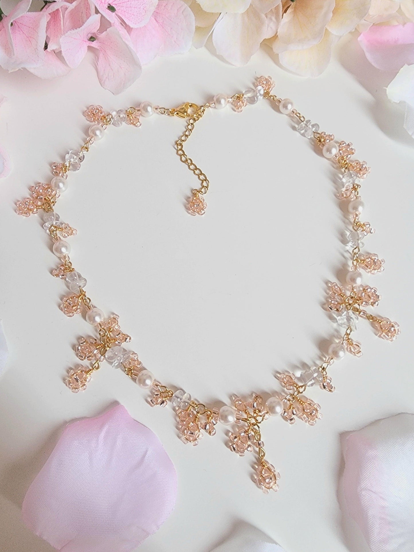 Fairy Pink Blossoms Necklace - By Cocoyu