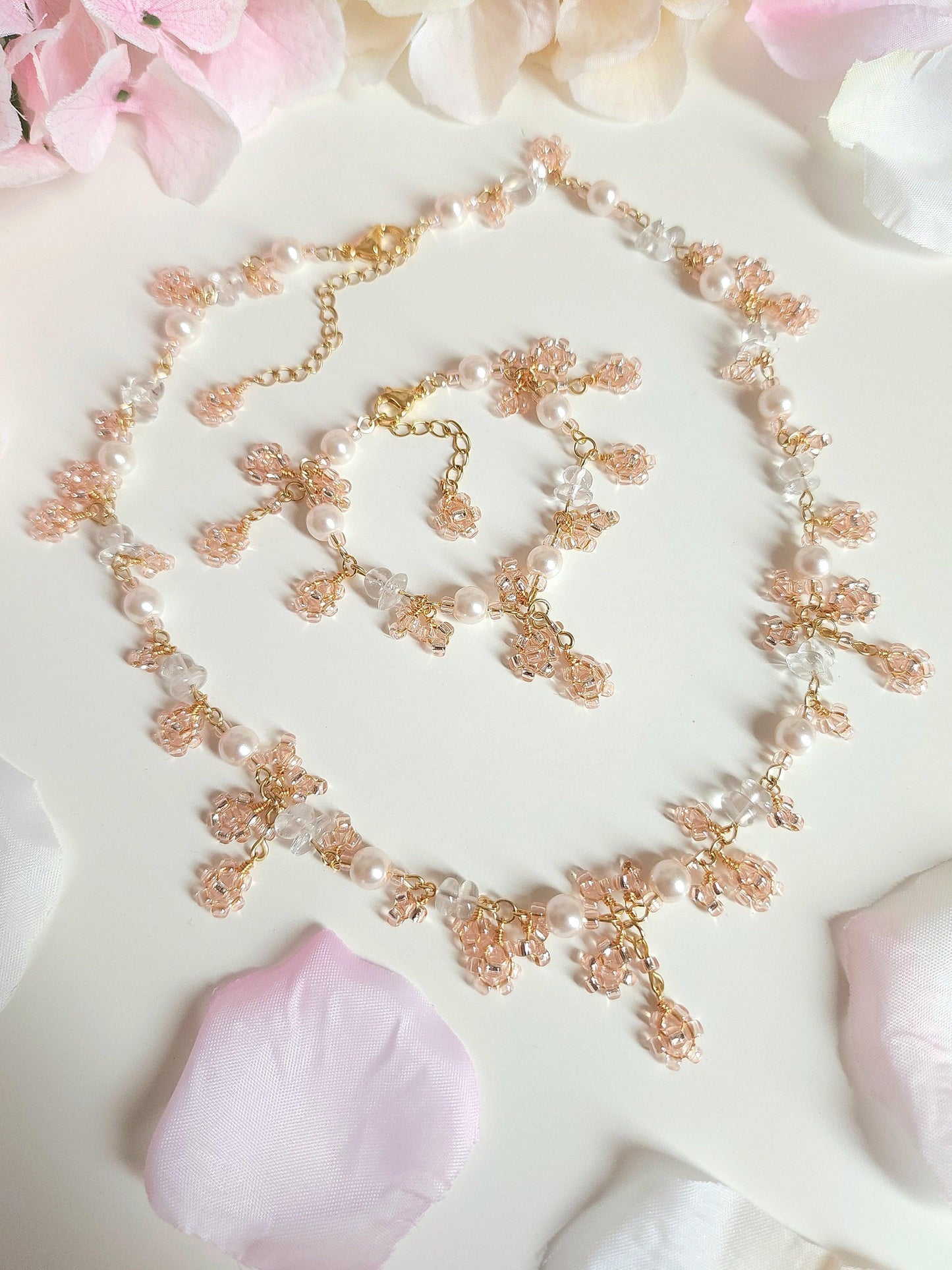 Fairy Pink Blossoms Necklace - By Cocoyu