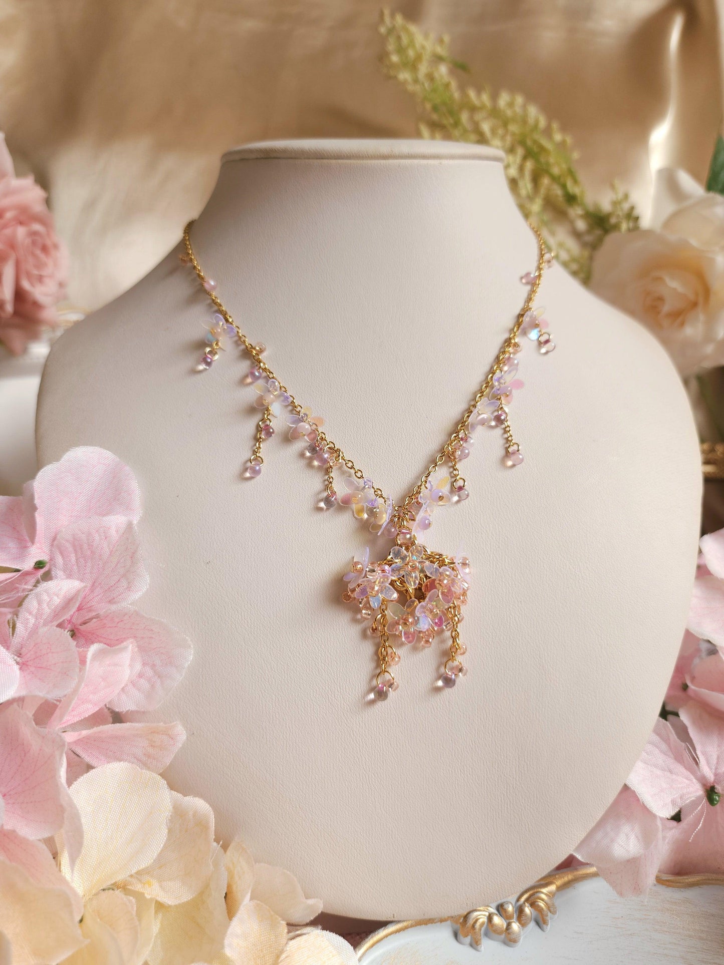 Fairy's Iridescent Flowers Necklace - By Cocoyu