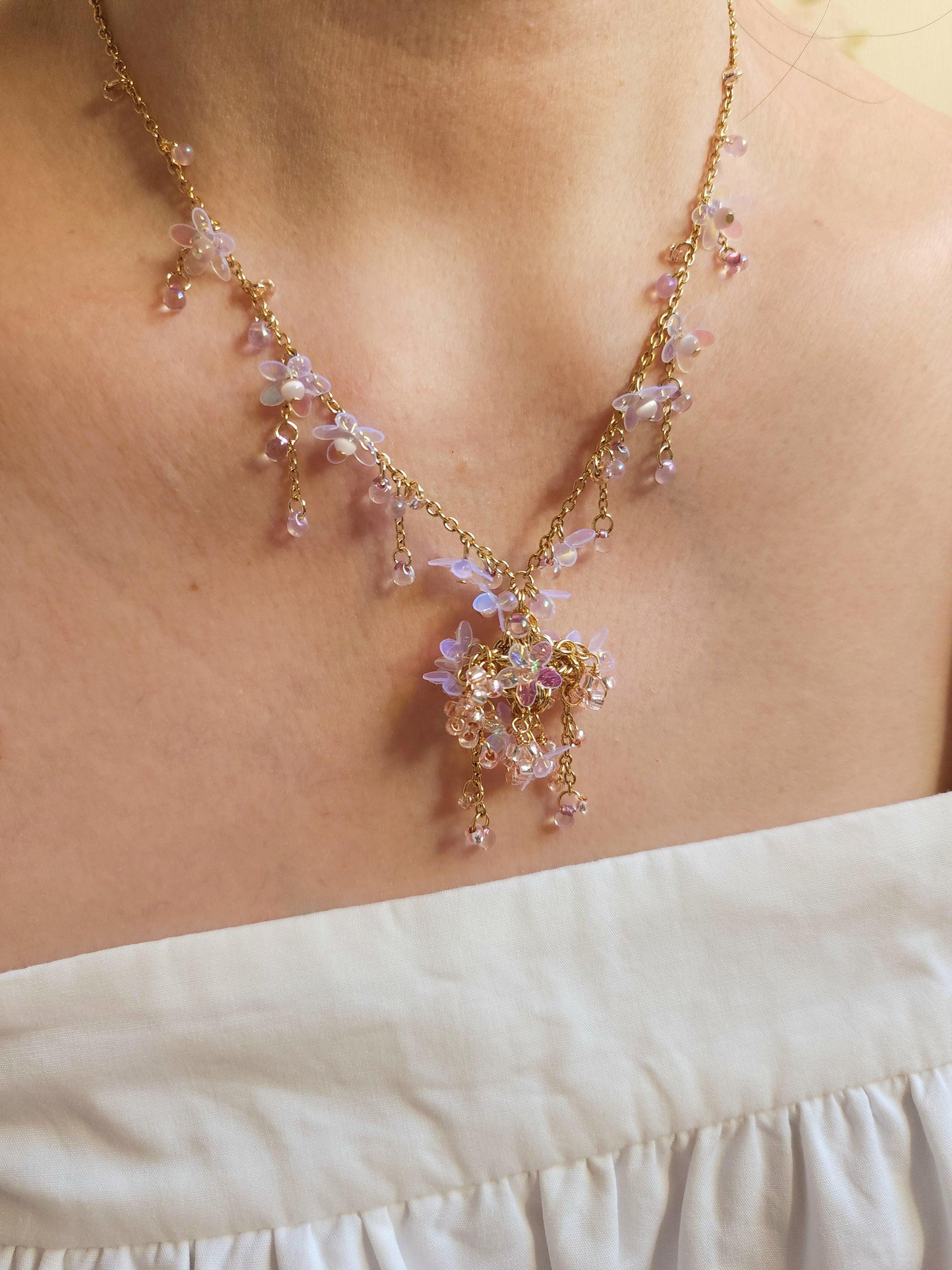 Fairy's Iridescent Flowers Necklace - By Cocoyu