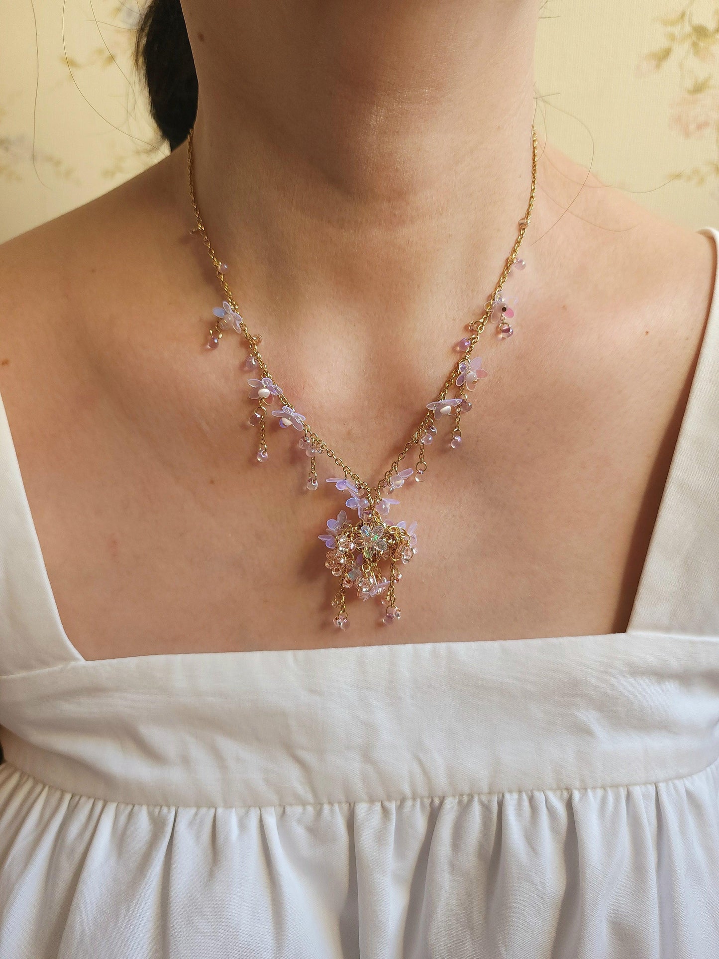 Fairy's Iridescent Flowers Necklace - By Cocoyu