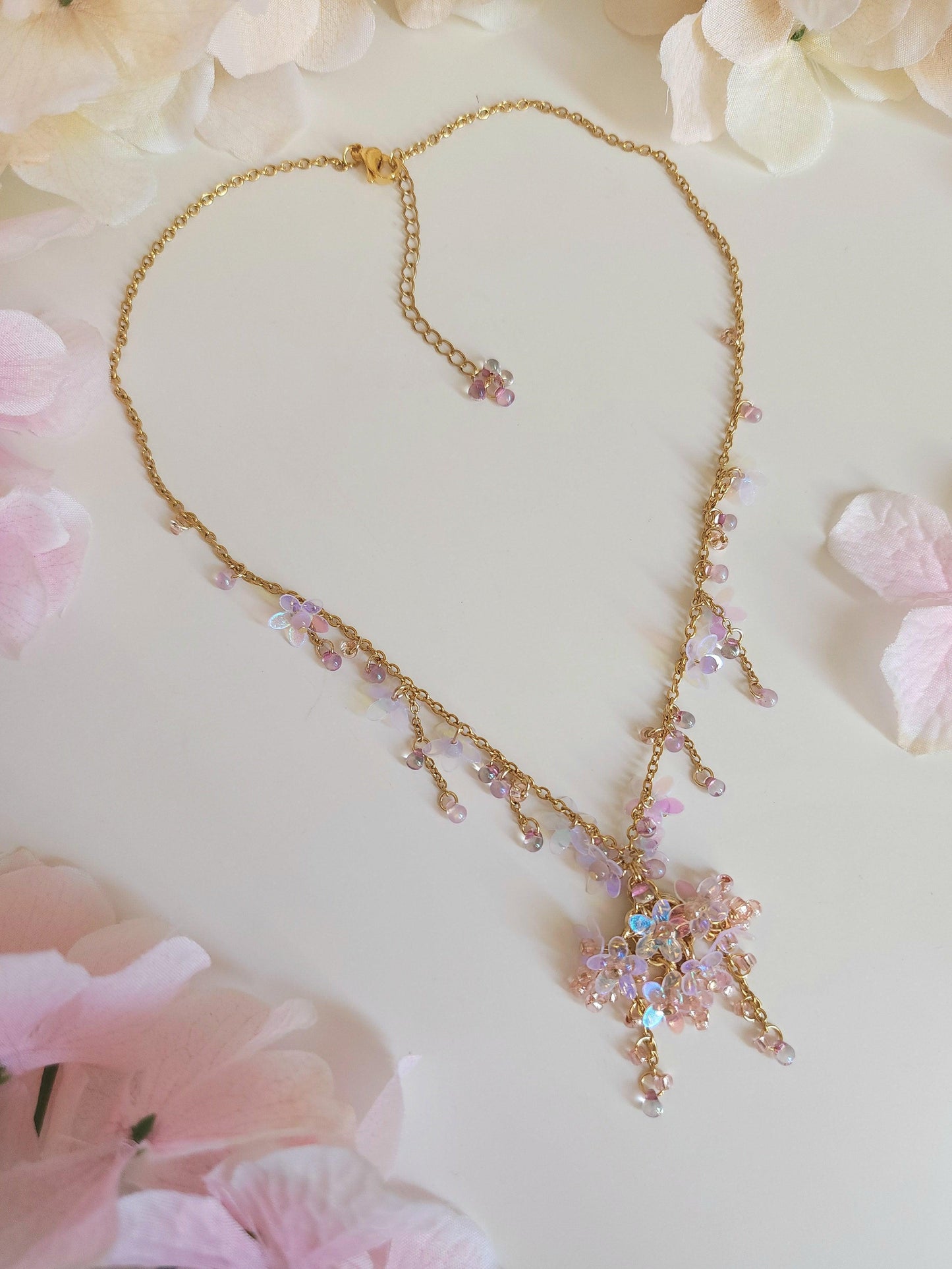 Fairy's Iridescent Flowers Necklace - By Cocoyu