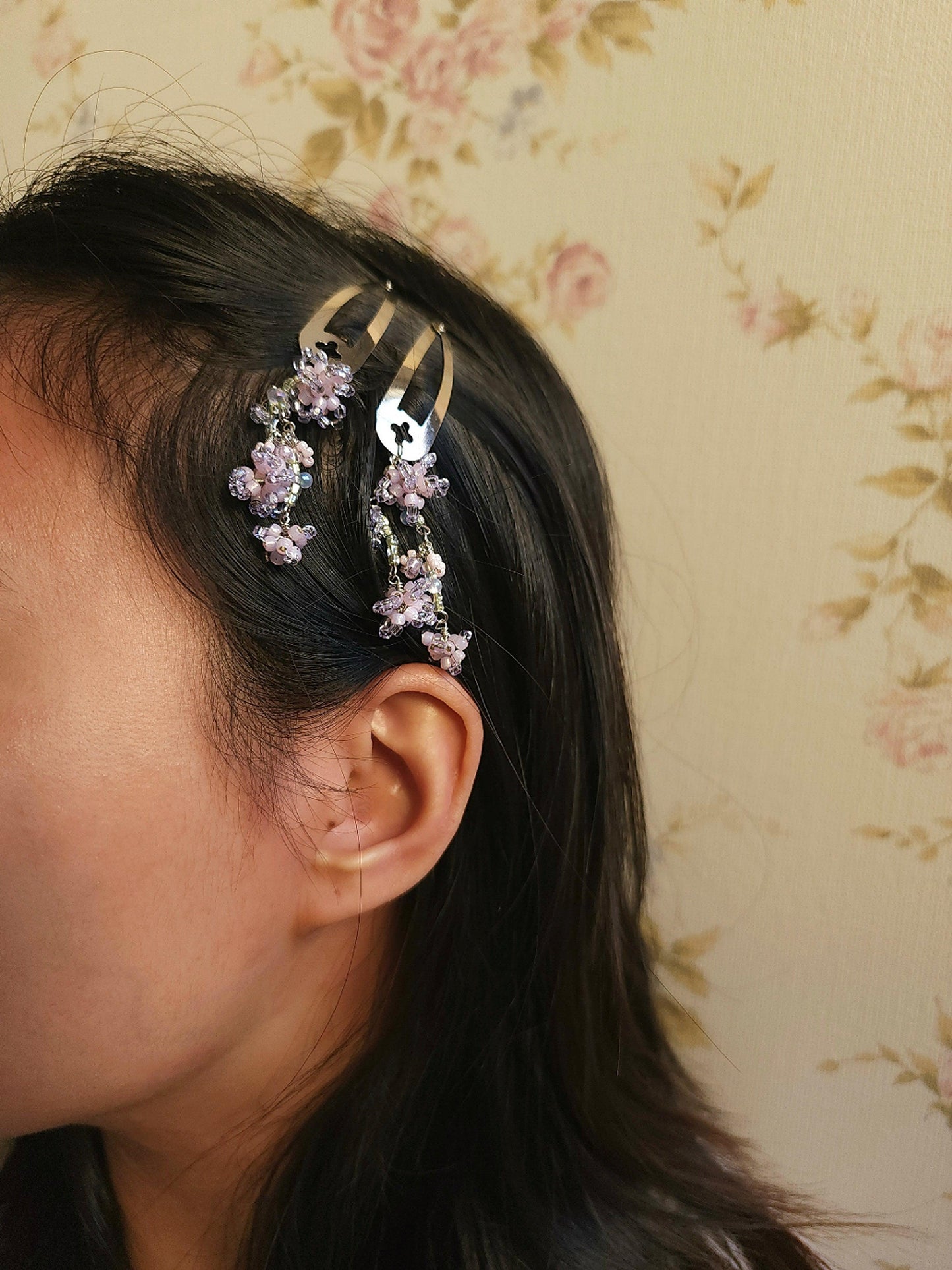 Hydrangea Bunches (Blue/Purple) Hairclip, Earrings, Earcuffs - By Cocoyu