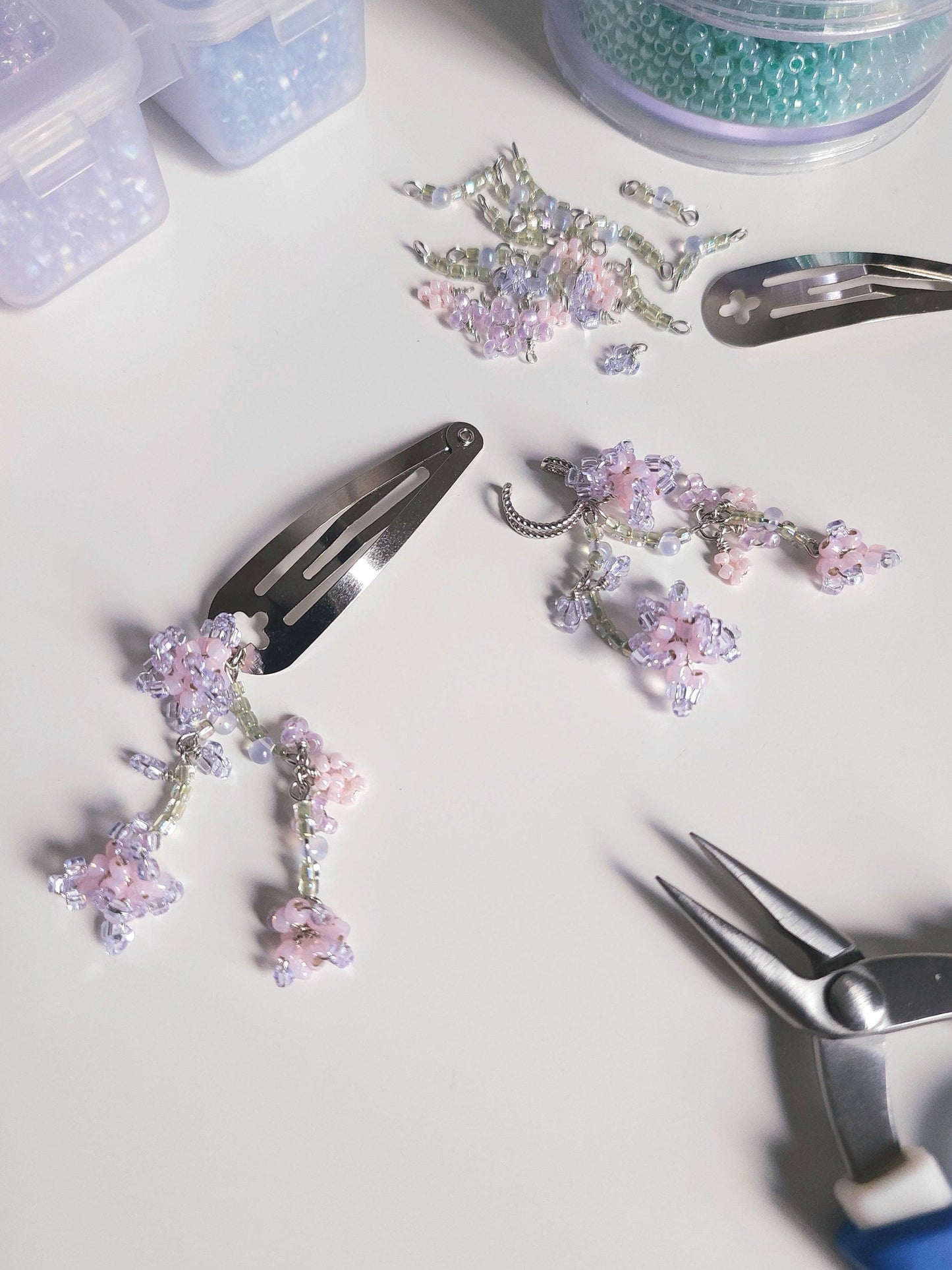 Hydrangea Bunches (Blue/Purple) Hairclip, Earrings, Earcuffs - By Cocoyu
