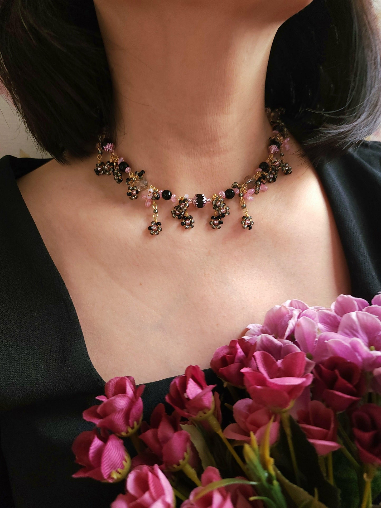 Night Roses Garden Necklace - By Cocoyu