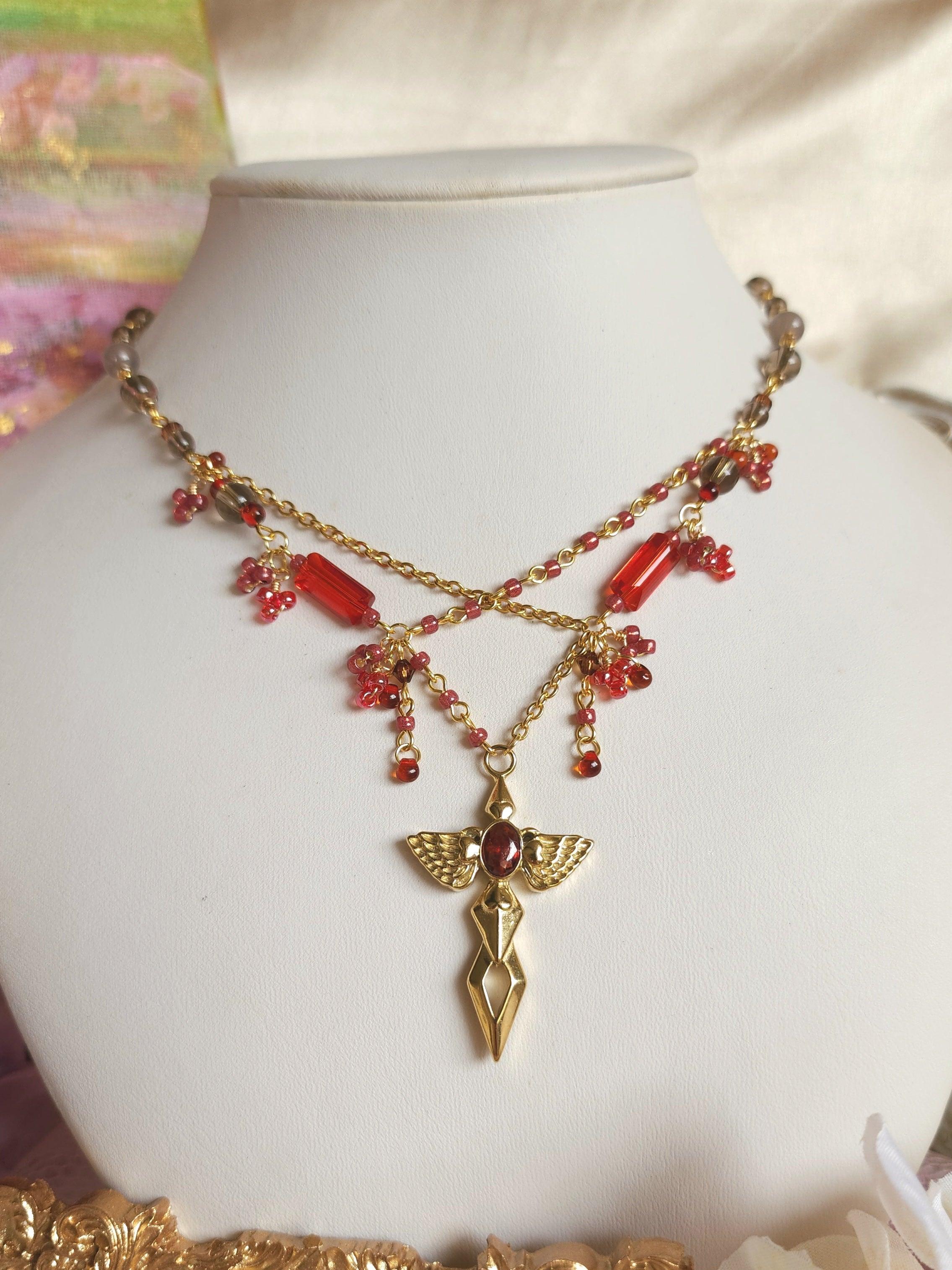 ネックレス・ペンダント Necklaces of Guardian of the Spirit Celtic Guardian Angel Pendant Silver + 10k with Gemstone