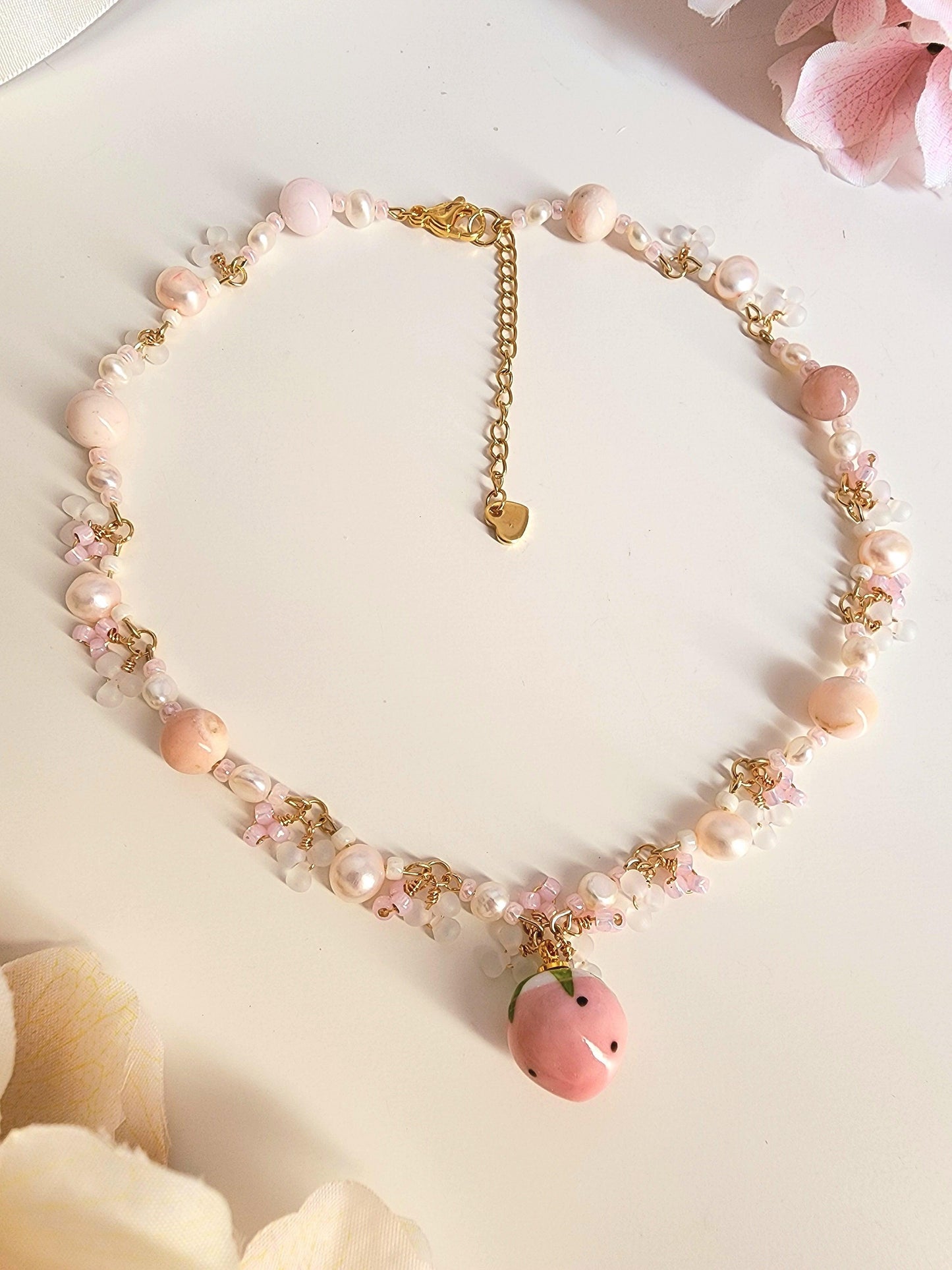 Strawberry Milk Tea Necklace - By Cocoyu