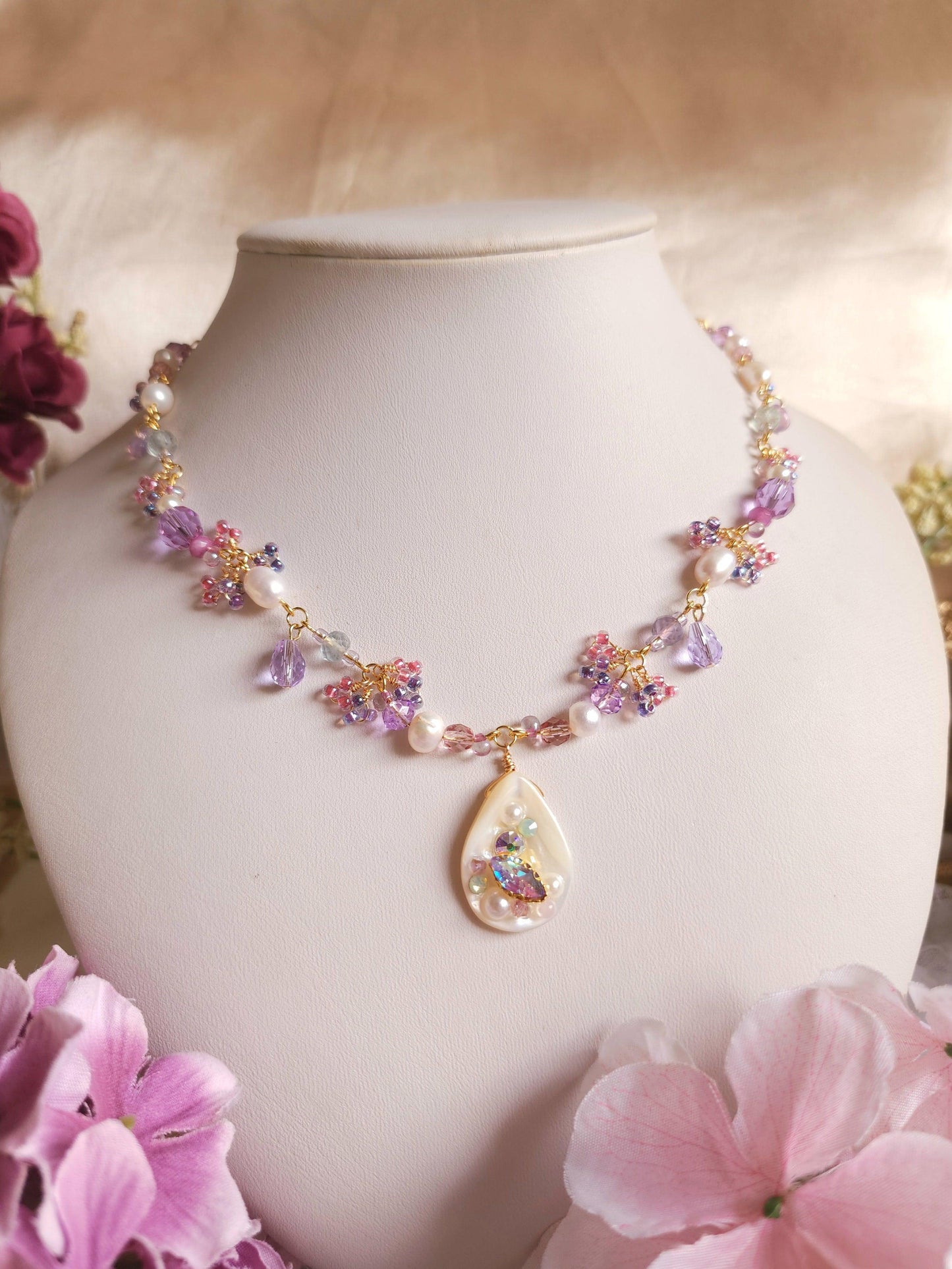 Violet Corals Necklace - By Cocoyu
