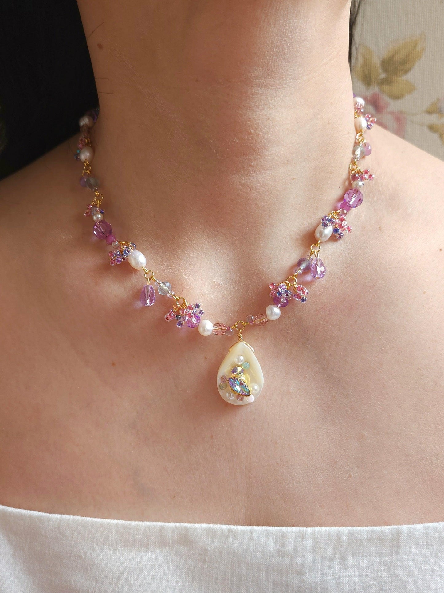 Violet Corals Necklace - By Cocoyu