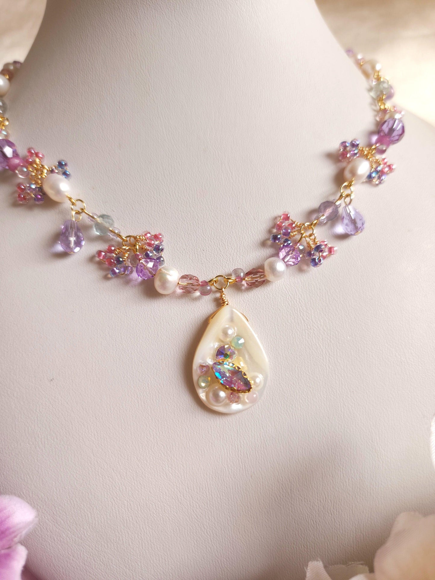 Violet Corals Necklace - By Cocoyu
