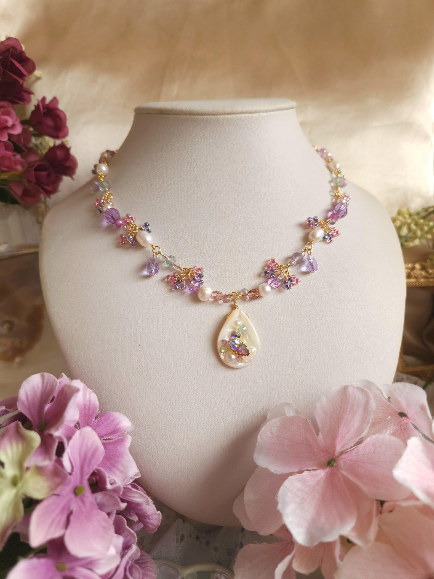 Violet Corals Necklace - By Cocoyu