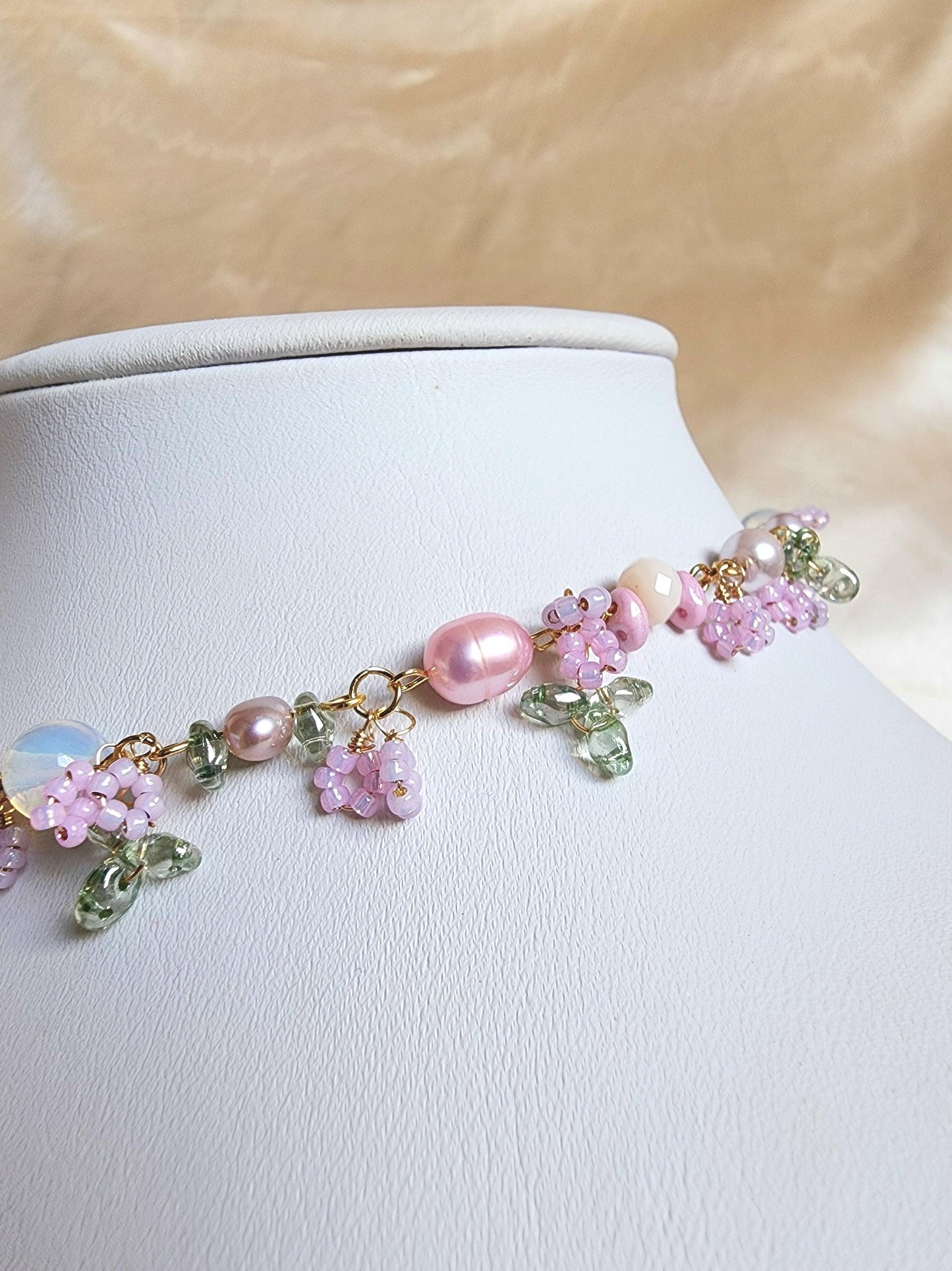 Pink Pearlescent Choker - By Cocoyu