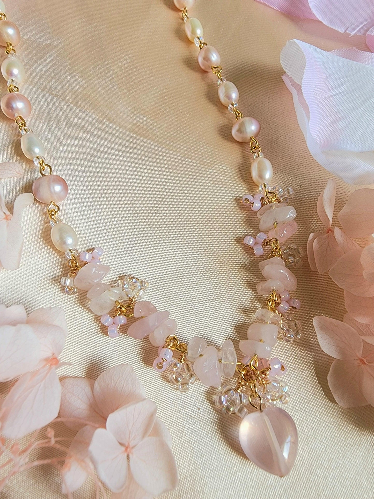 Sweetheart Rose Quartz Necklace - By Cocoyu