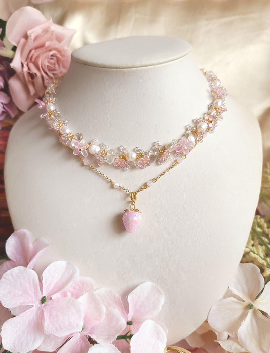 Lilac Strawberry Crystal Choker (Detachable Pendant)