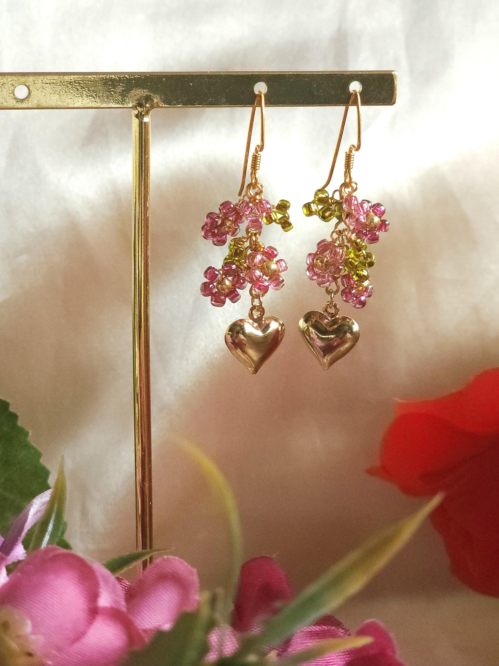 Amaryllis Heart Earrings - By Cocoyu