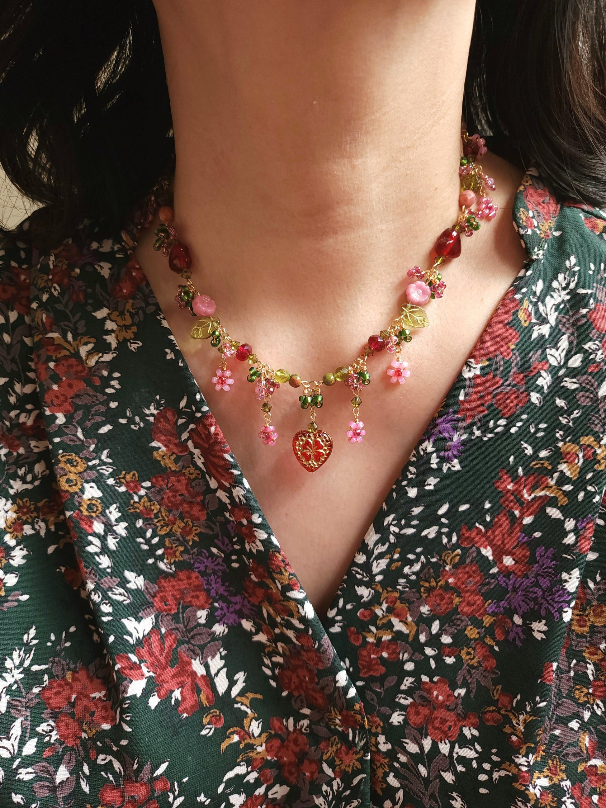 Amaryllis Heart Necklace - By Cocoyu