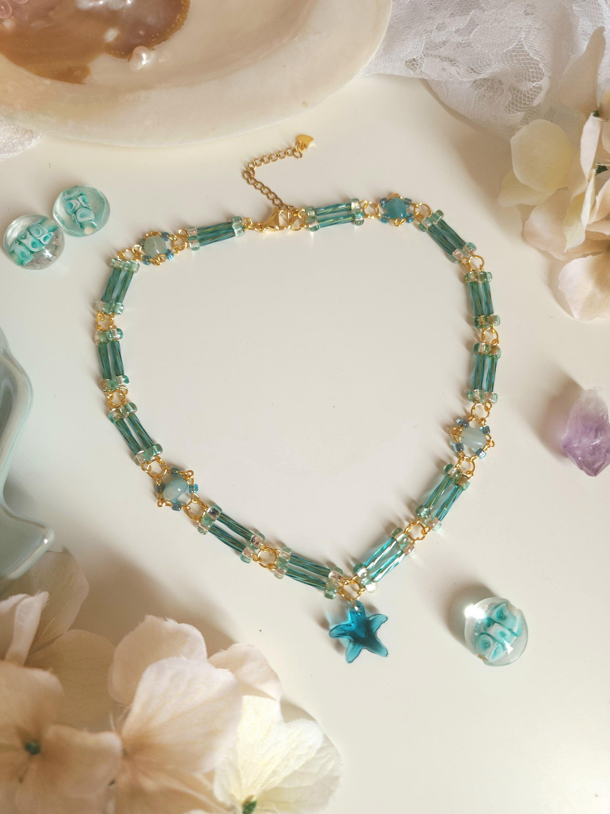 Aqua Star Necklace - By Cocoyu
