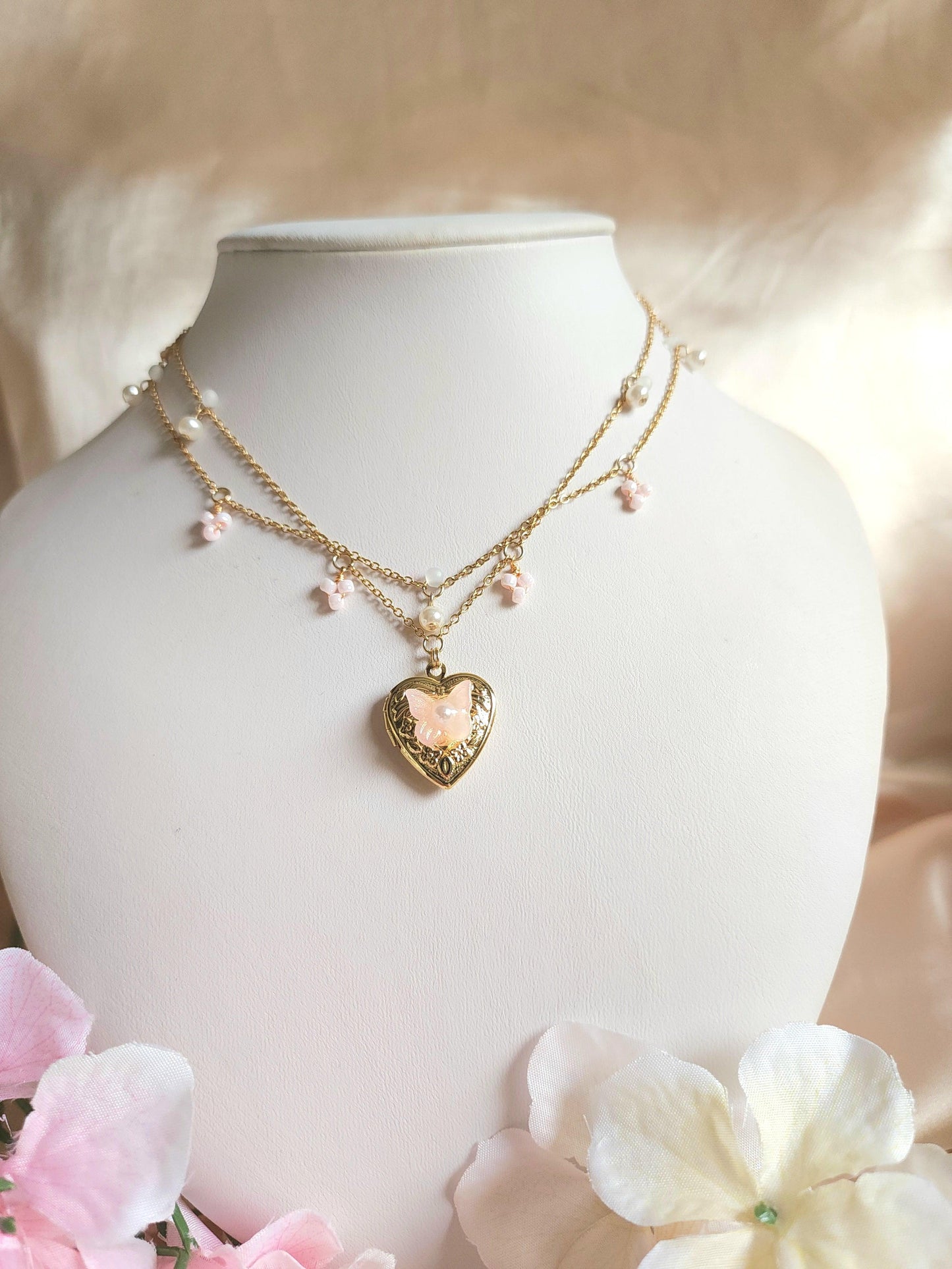 Butterfly Heart Locket Necklace - By Cocoyu