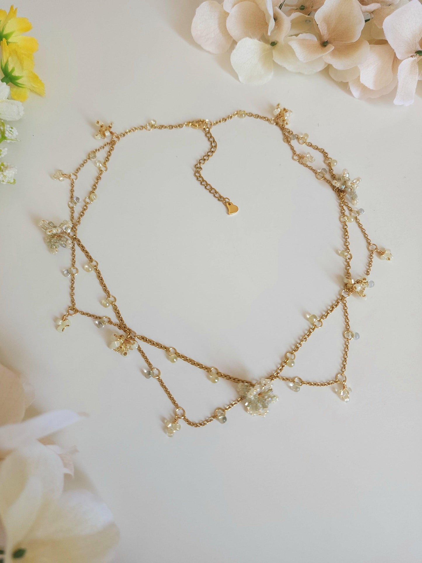 'Frolicking in a Flower Field' Beaded Flower Necklace - By Cocoyu