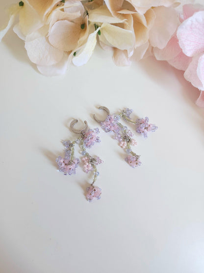 Hydrangea Bunches (Blue/Purple) Hairclip, Earrings, Earcuffs - By Cocoyu