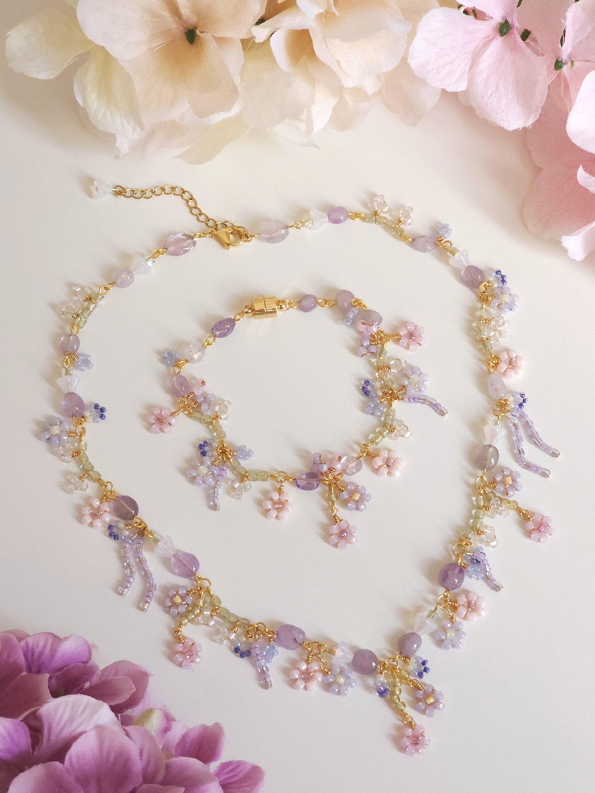 Lavender Haze Floral Necklace - By Cocoyu
