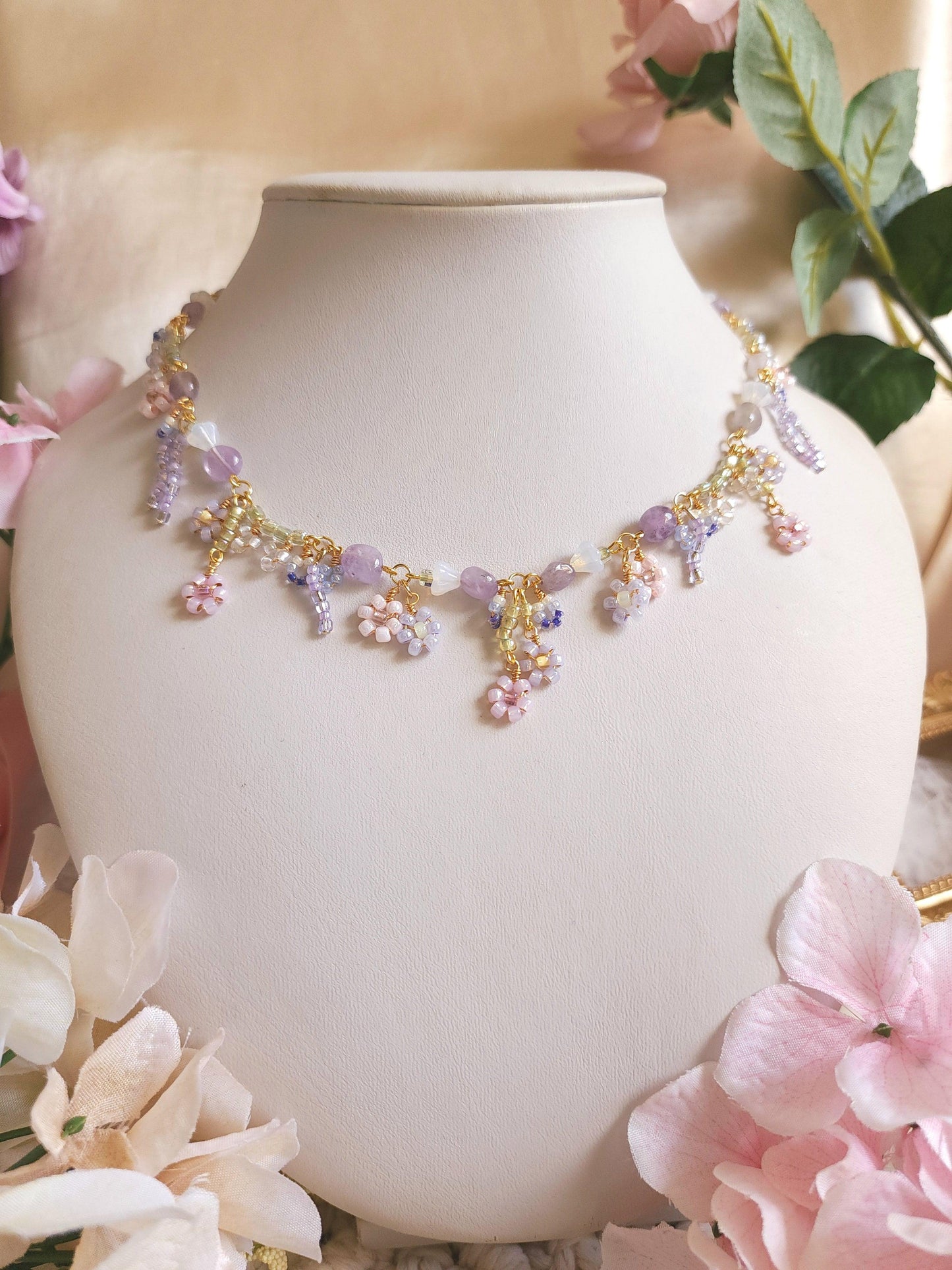 Lavender Haze Floral Necklace - By Cocoyu