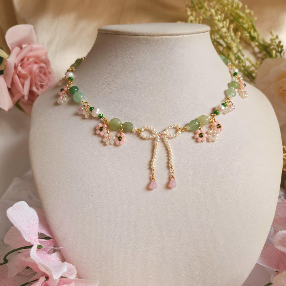 
                  
                    'Let's go flower viewing!' Pearl Ribbon and Blossoms Necklace - By Cocoyu
                  
                