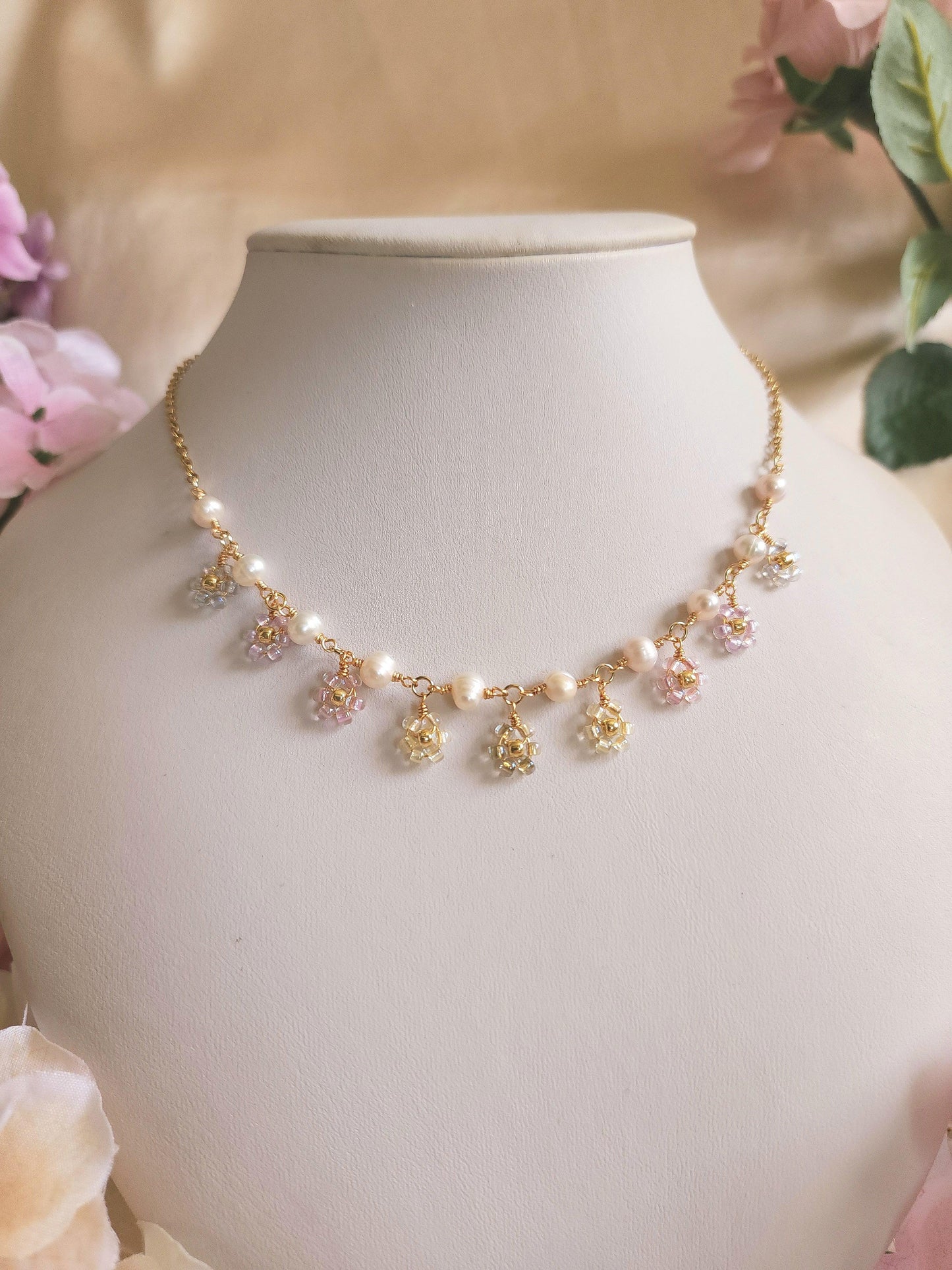 Pastel Rainbow Pearl Necklace - By Cocoyu