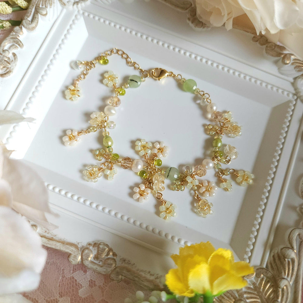 'Picnic in a Flower Field' Floral Bouquet Bracelet - By Cocoyu