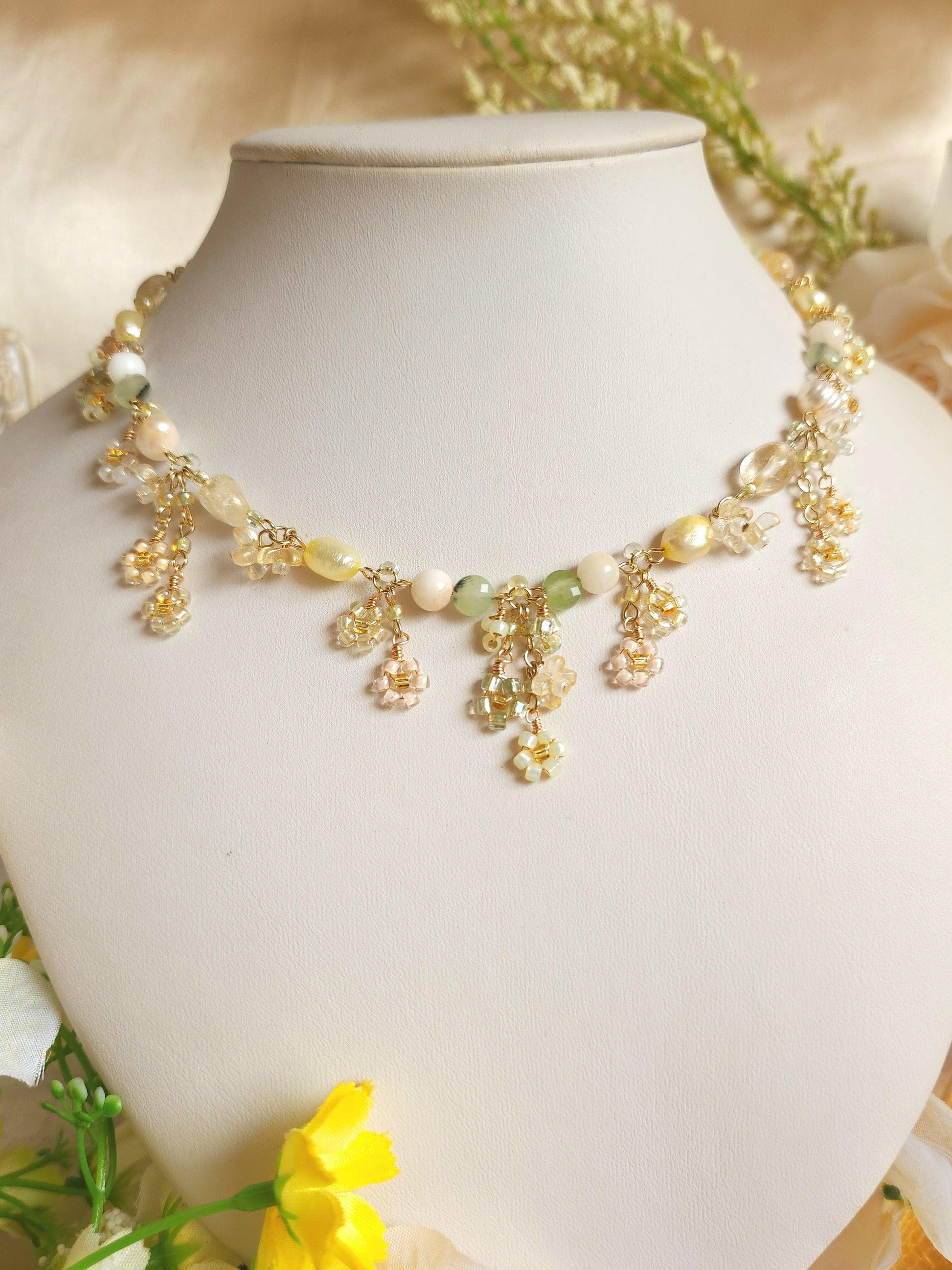 'Picnic in a Flower Field' Floral Bouquet Necklace - By Cocoyu