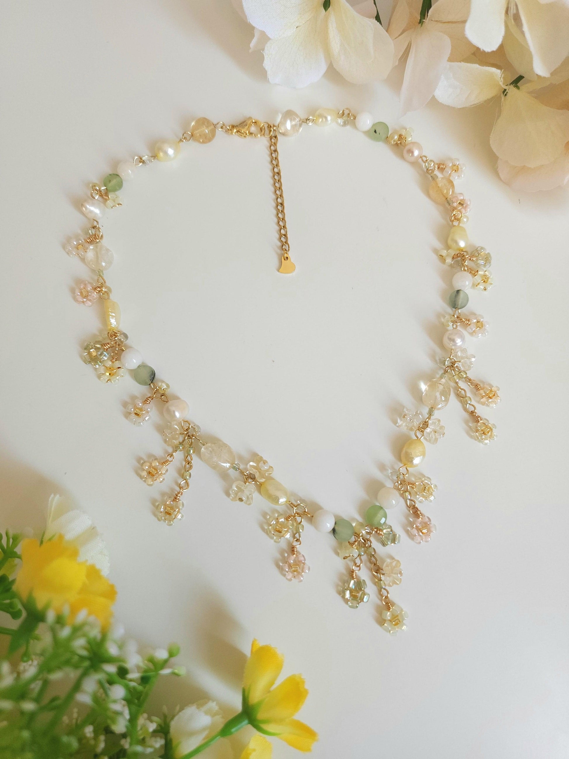 'Picnic in a Flower Field' Floral Bouquet Necklace - By Cocoyu