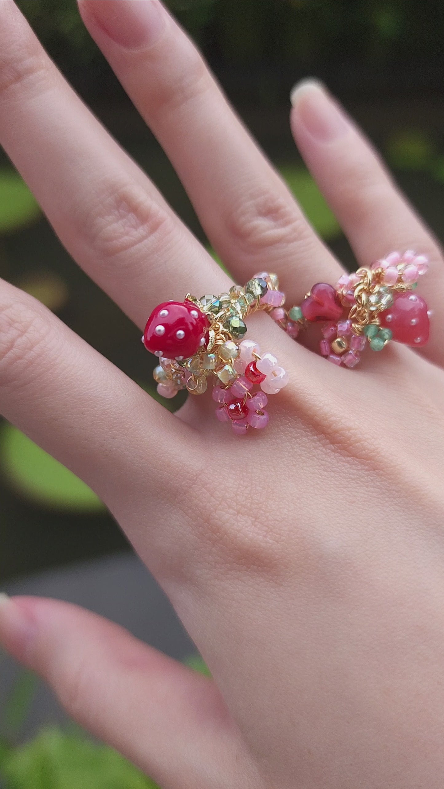 Berry Garden Wire-wrapped Rings (Red/Pink Versions)