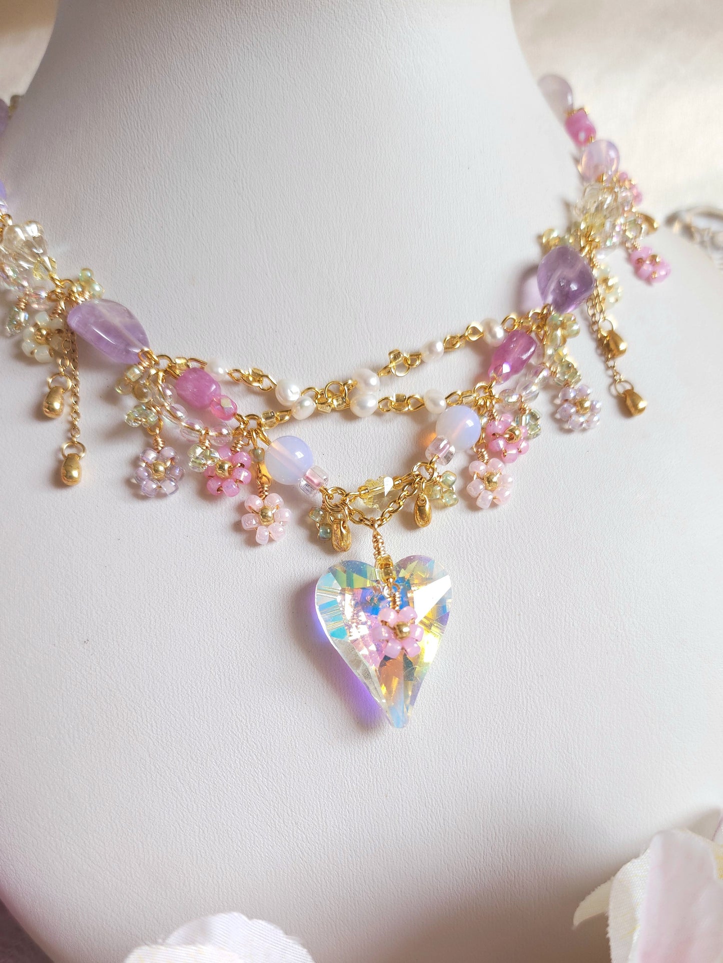 Flower Witch's Sparkly Heart Necklace