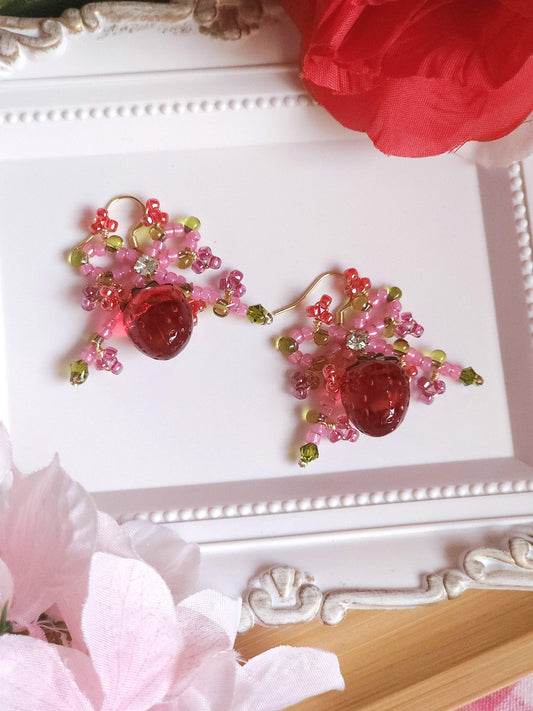 Strawberry Sundae Ribbon Earrings