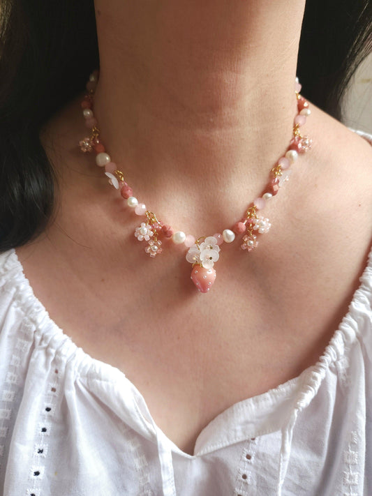 Frosted Berry Pearl Necklace