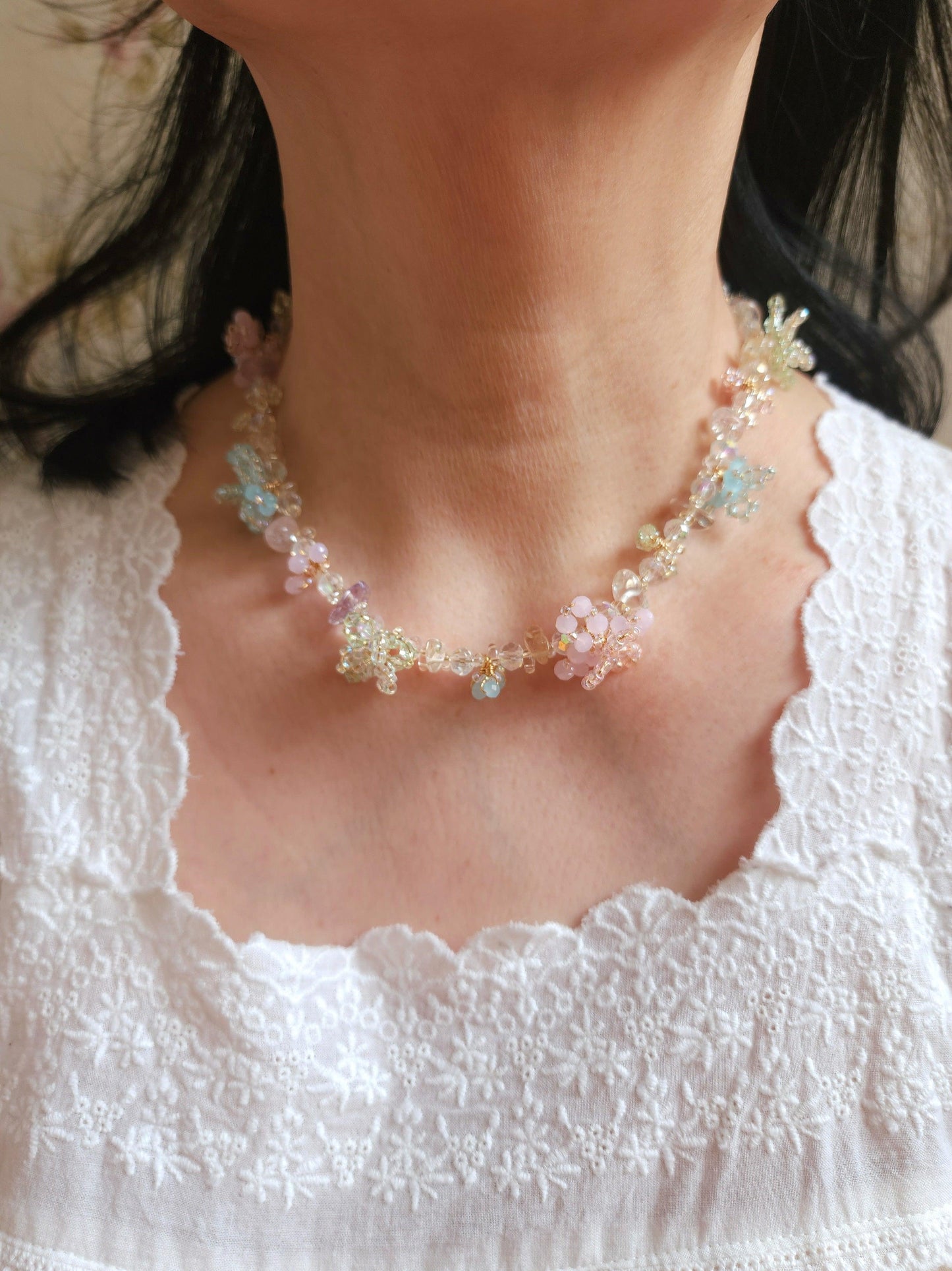 Cotton Candy Clouds Beaded Necklace