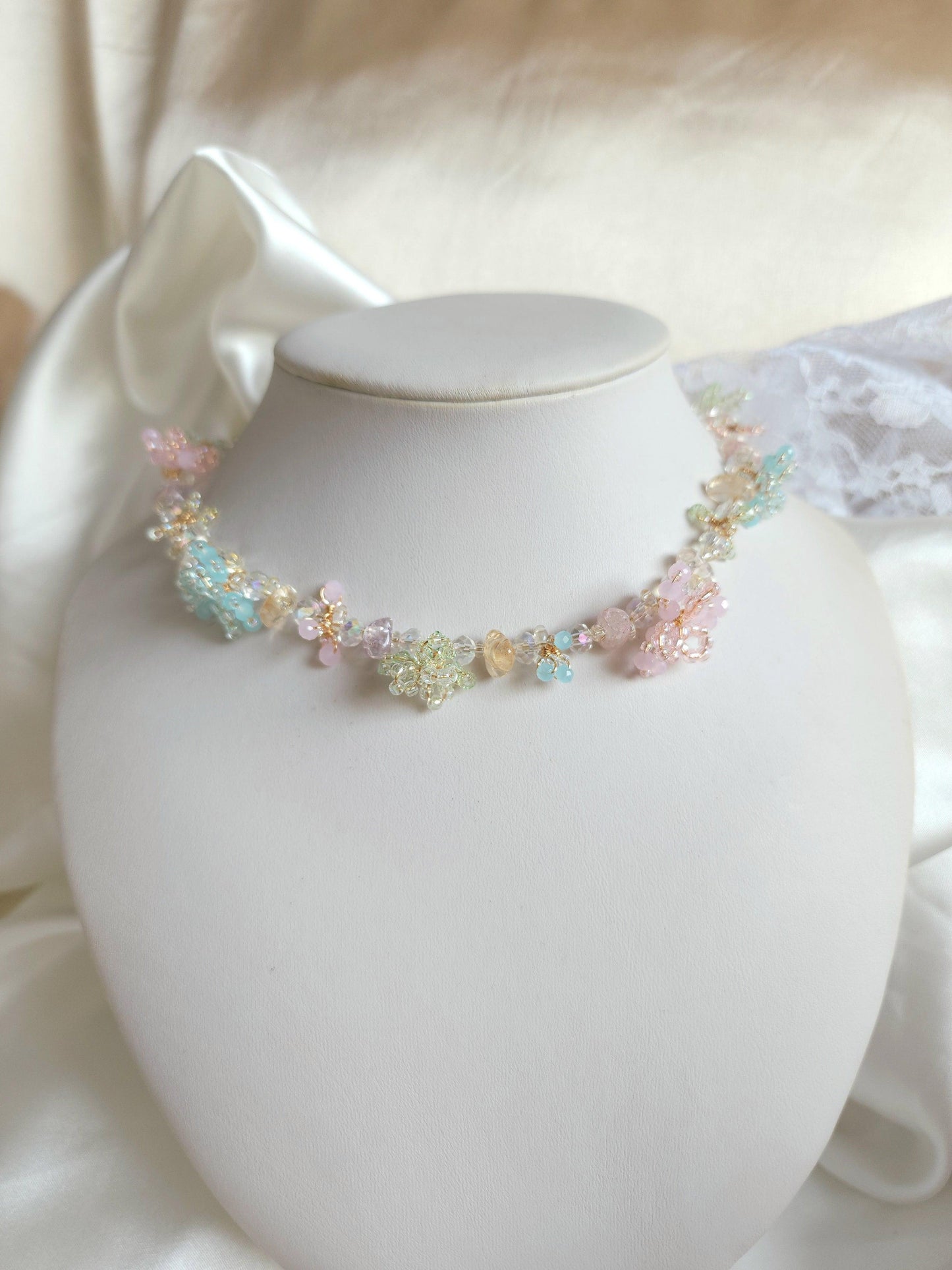 Cotton Candy Clouds Beaded Necklace