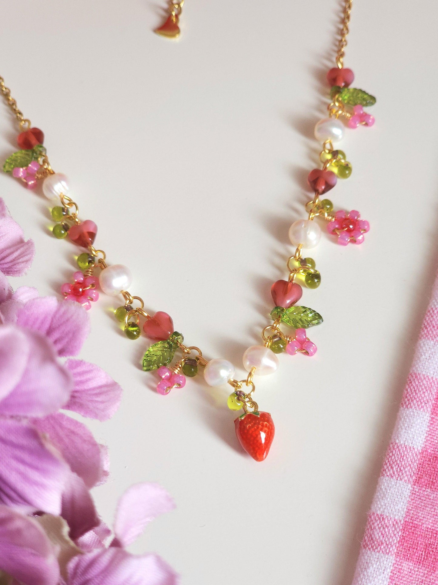 Strawberry Cream Shortcake Necklace