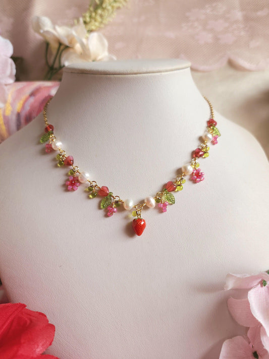 Strawberry Cream Shortcake Necklace