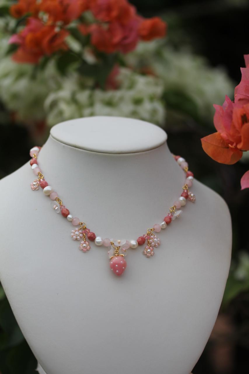 Frosted Berry Pearl Necklace