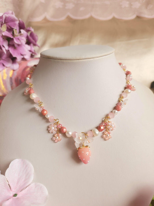 Frosted Berry Pearl Necklace