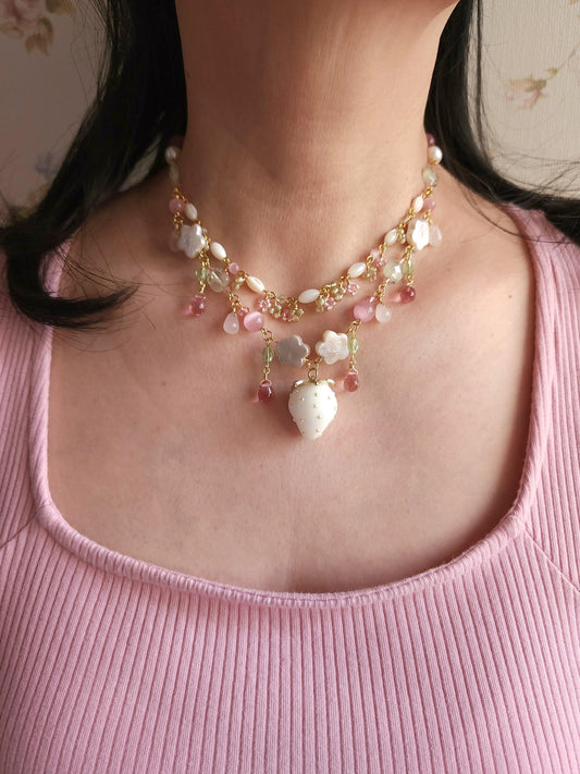 White Strawberry Romance Necklace