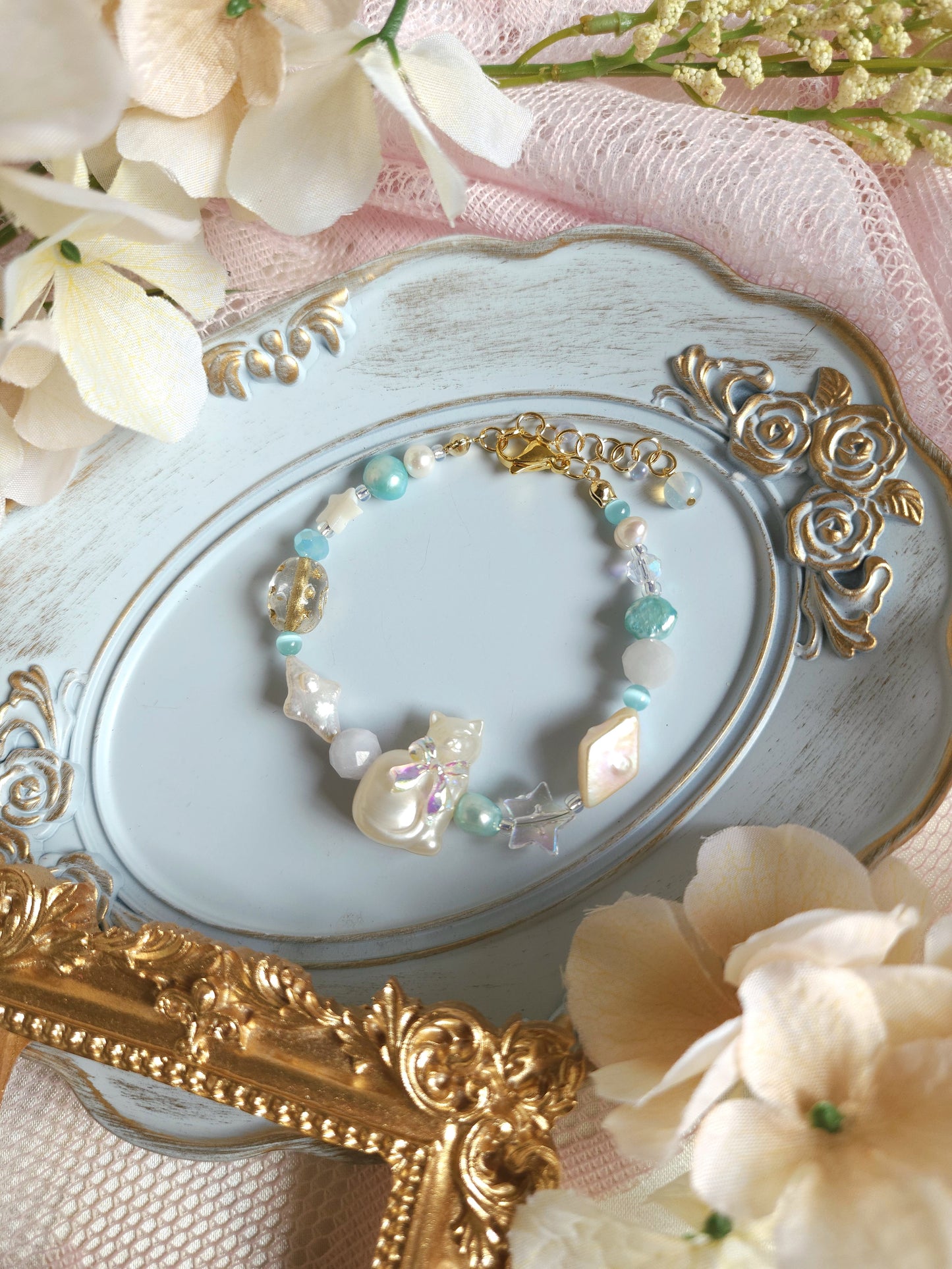 Stardust Pearl Kitty Bracelet