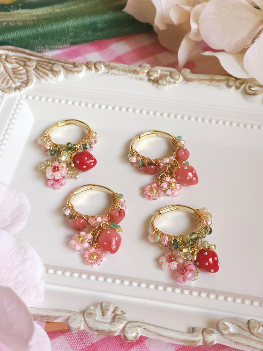 Berry Garden Wire-wrapped Rings (Red/Pink Versions)