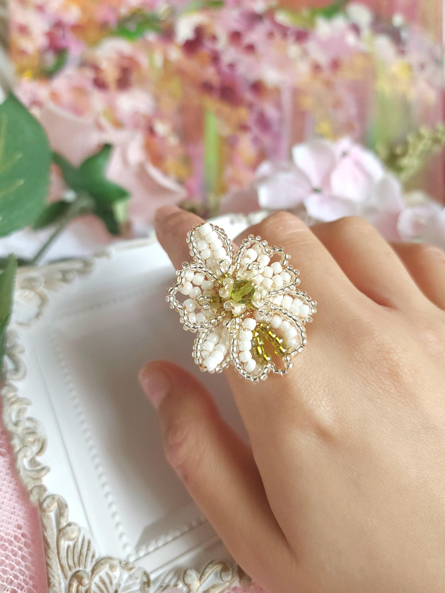 White Orchid Ring