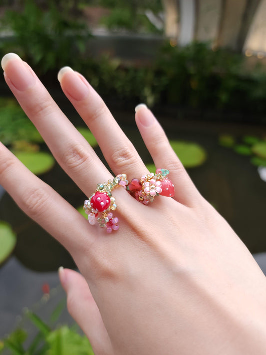 Berry Garden Wire-wrapped Rings (Red/Pink Versions)